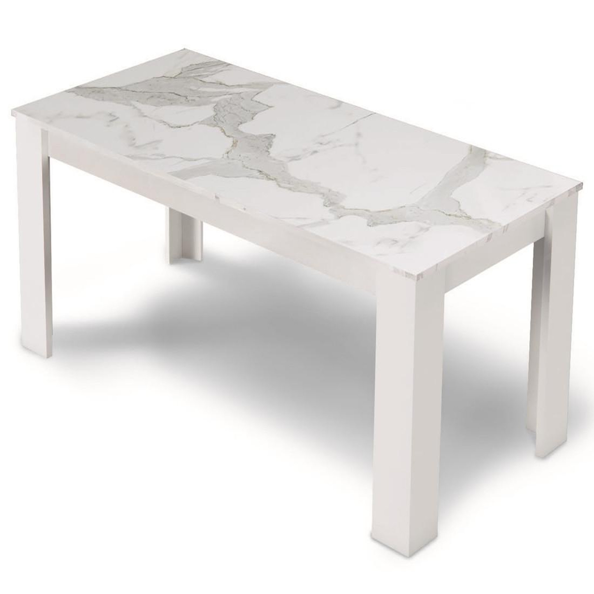 Voir la diapositive 2 : BEST MOBILIER Amaury - table à manger - blanc - plateau effet marbre - 4 à 6 personnes