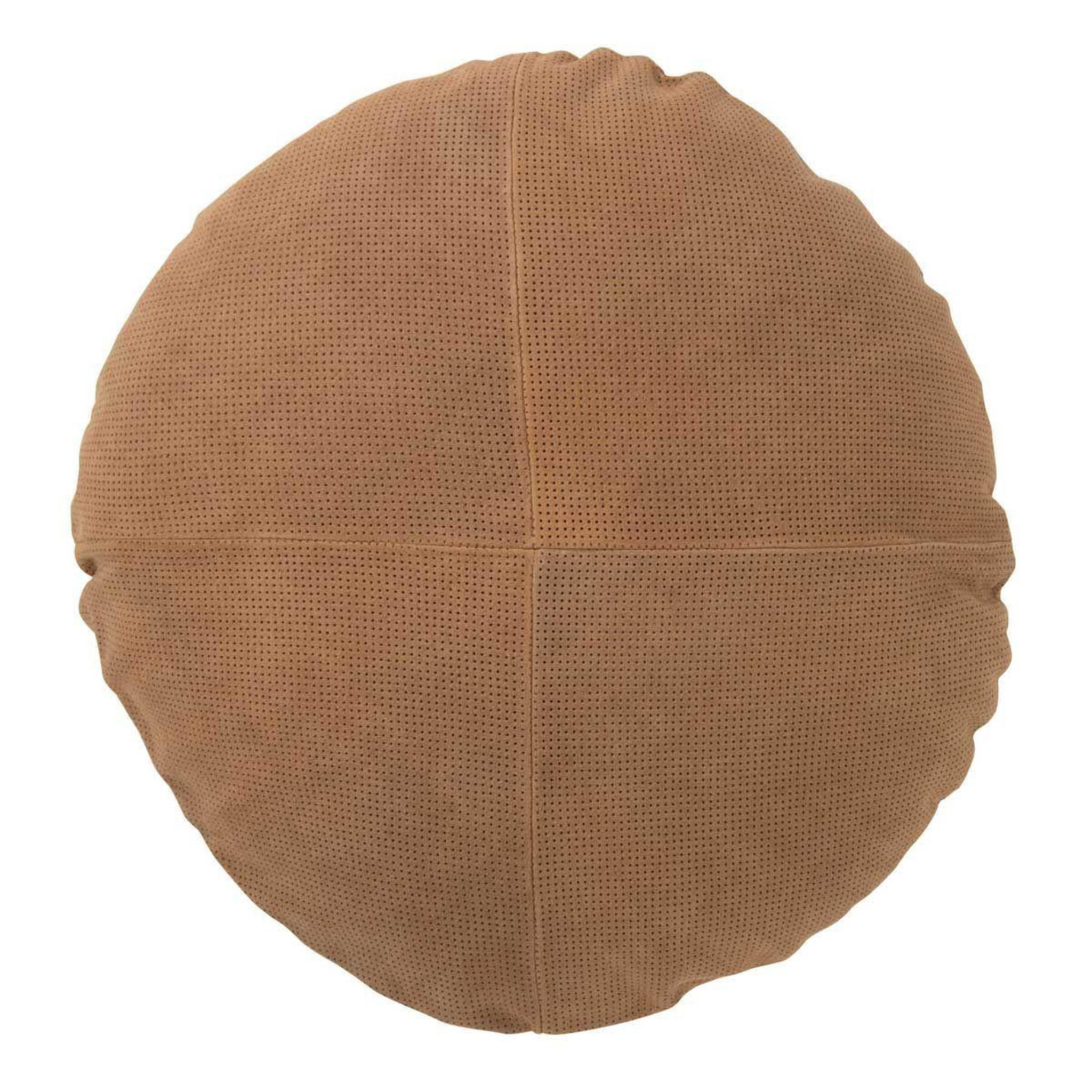 J-LINE Coussin rond en cuir  coleman  45cm camel