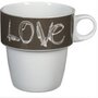 Lot de 6 mugs en porcelaine avec support en fer LOVE 26 cl