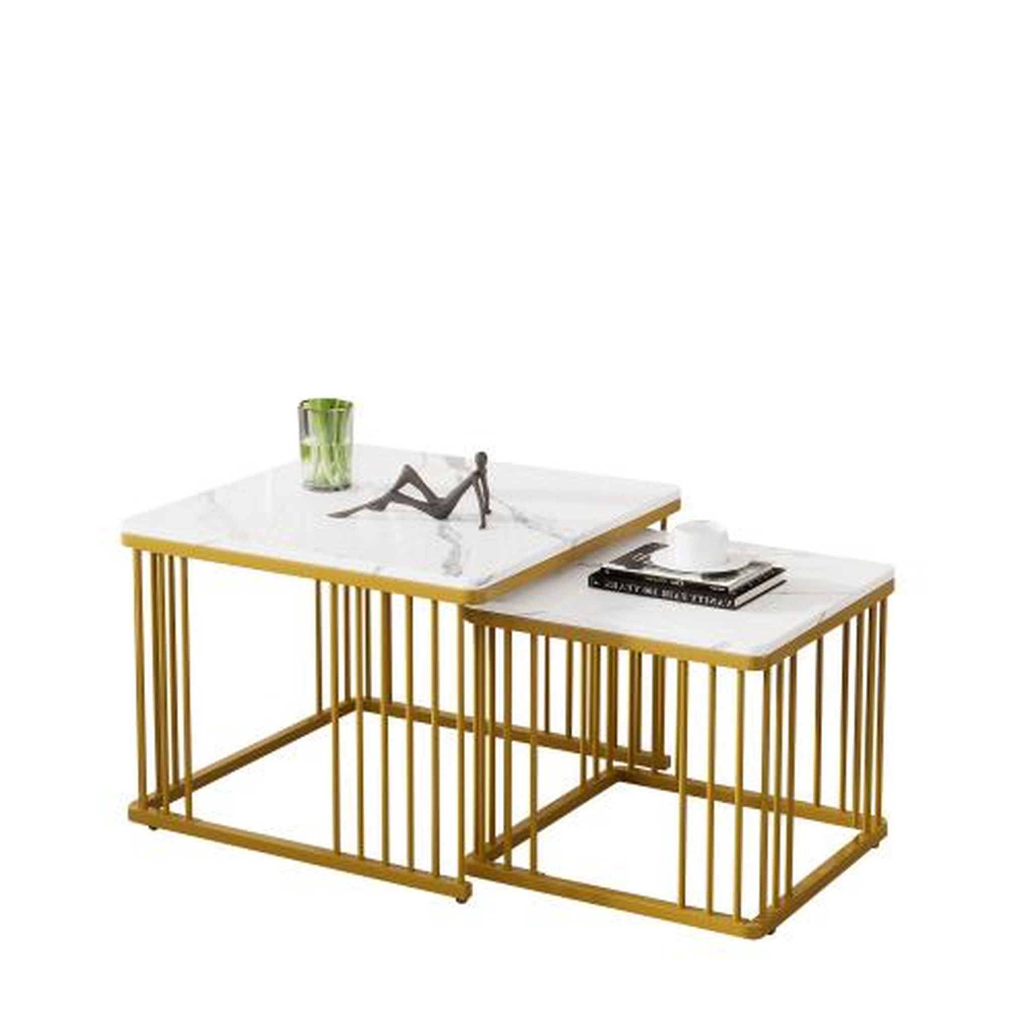 MERAX Table basse gigogne rectangulaire blanc - 60x60 cm mdf
