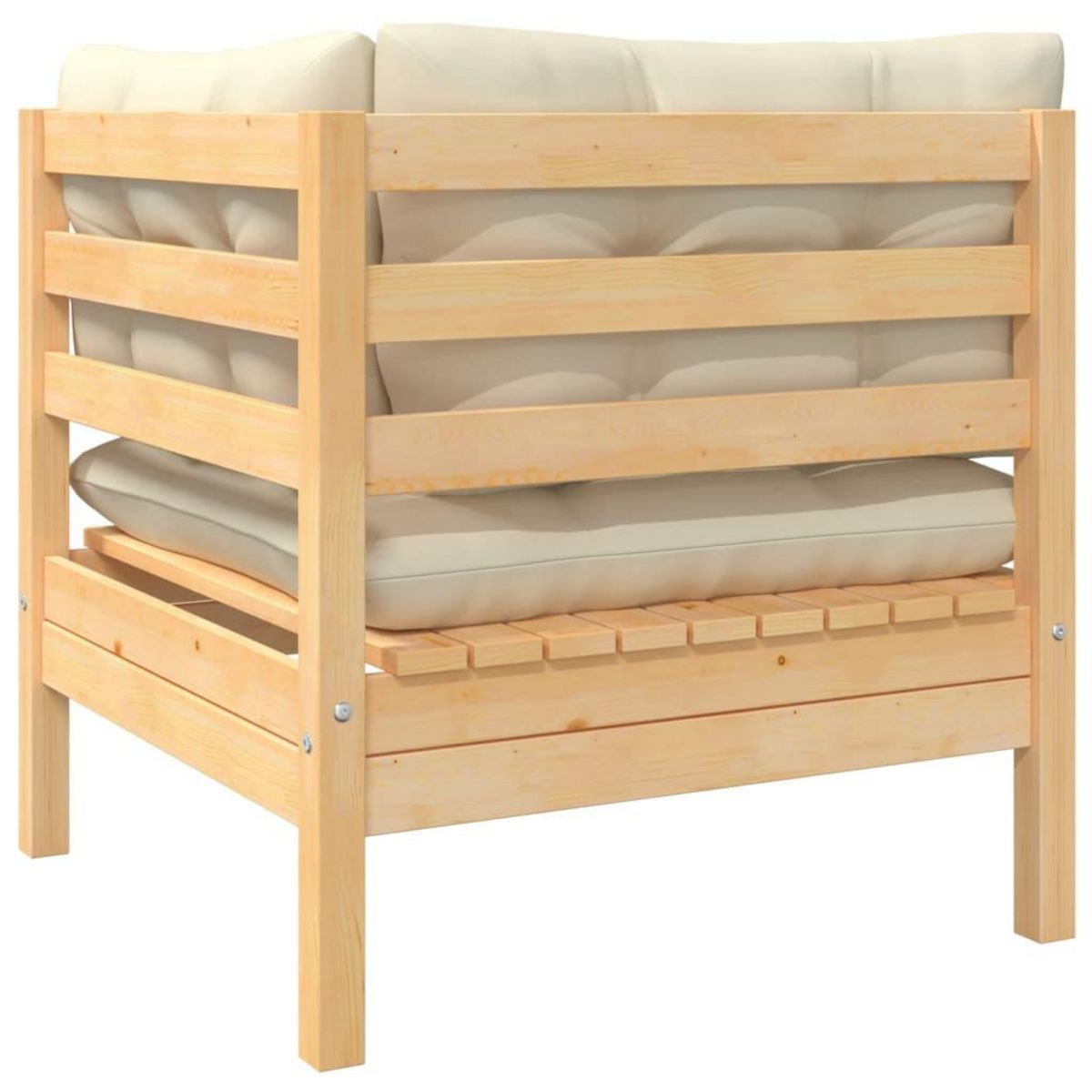 VIDAXL Canape d'angle de jardin avec coussins creme Bois de pin massif