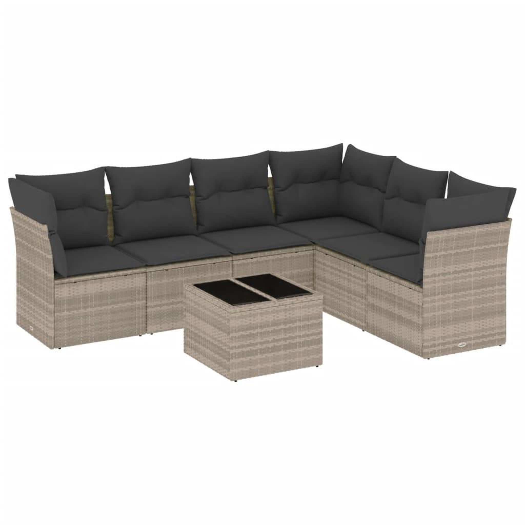 Voir la diapositive 2 : VIDAXL Salon de jardin avec coussins 7 pcs gris clair resine tressee