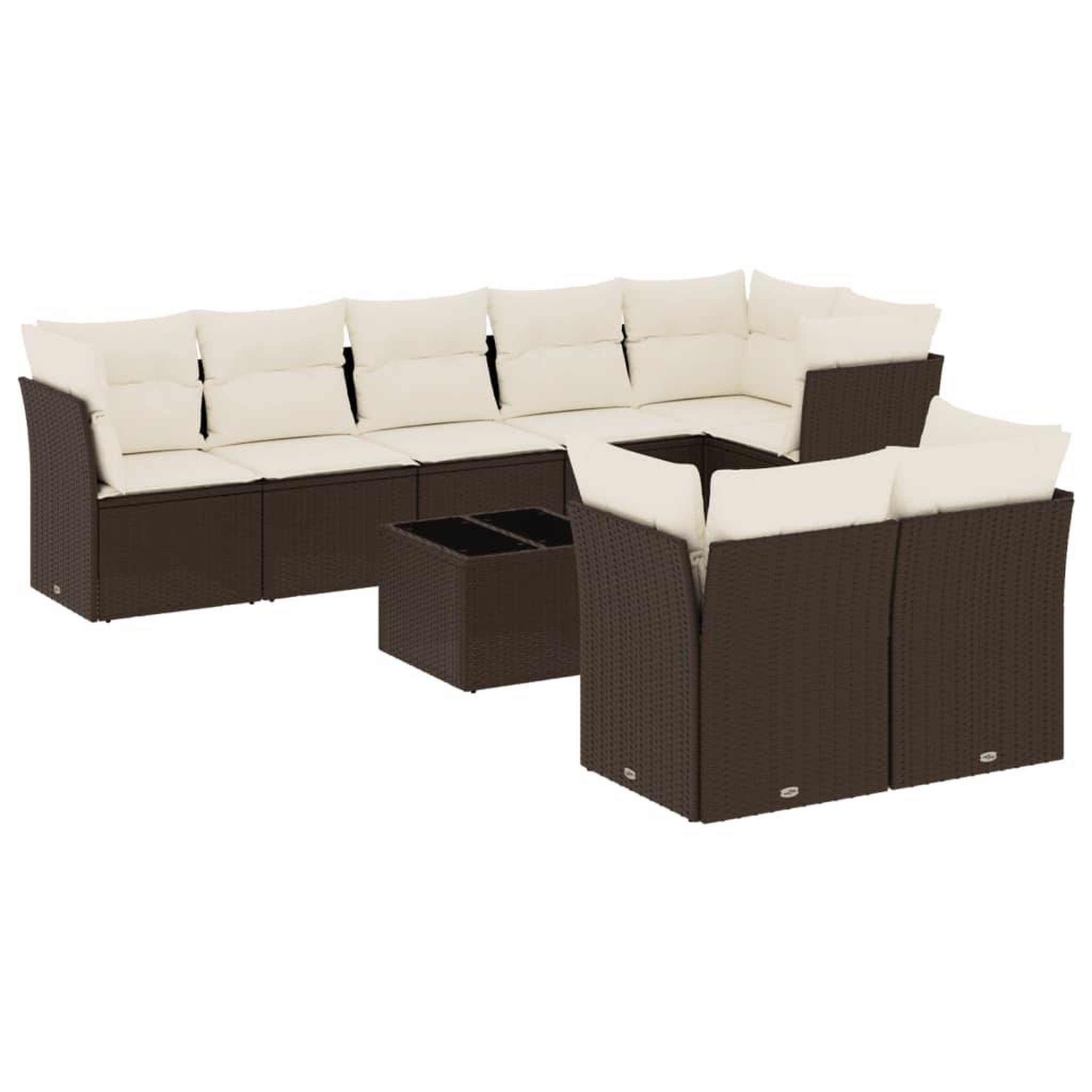 Voir la diapositive 2 : VIDAXL Salon de jardin avec coussins 9 pcs marron resine tressee