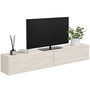 Voir la diapositive 1 : ID MARKET Meuble TV 180 cm suspendu ELIO 2 portes bois effet travertin
