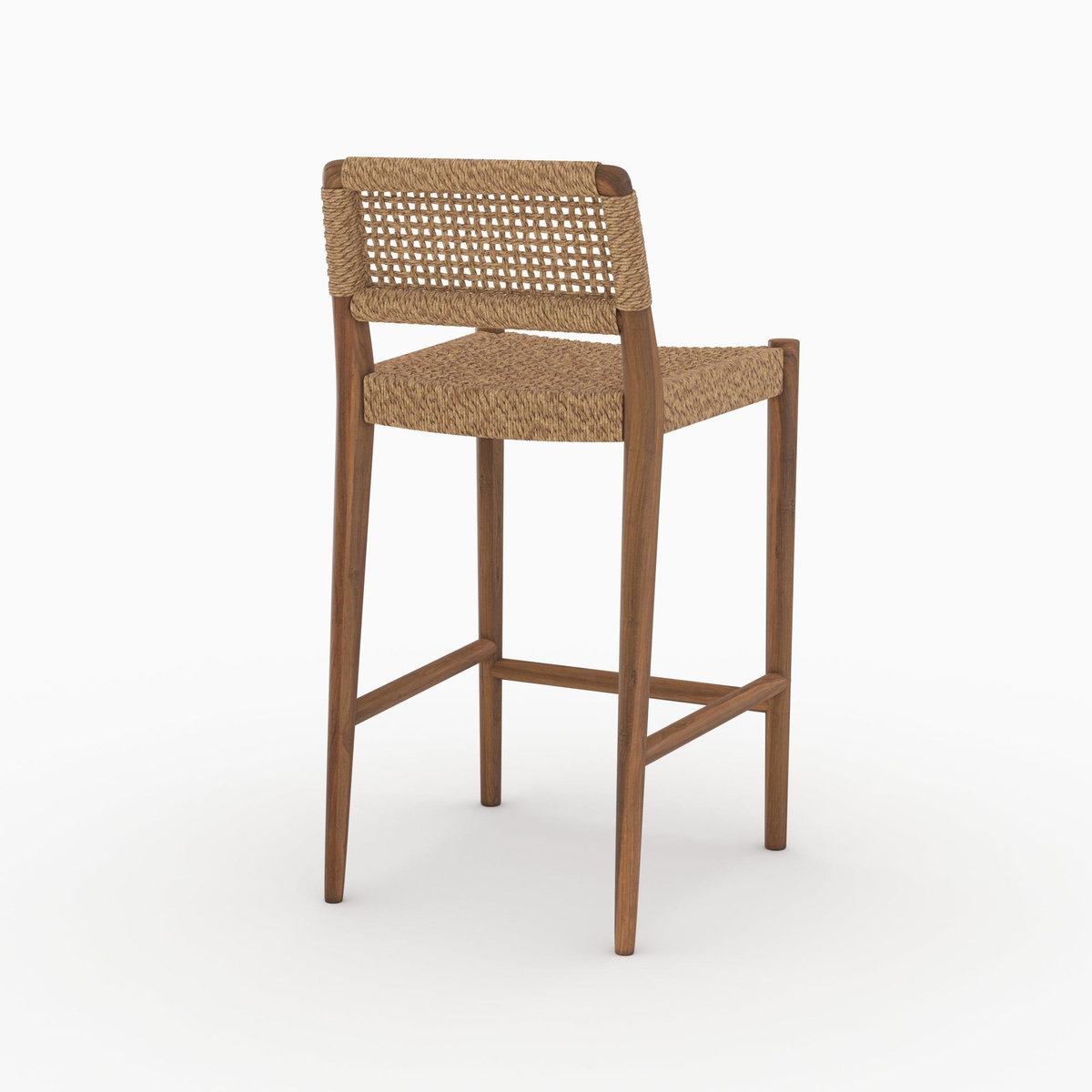 Rendez vous déco Chaise pour îlot central 65 cm en teck vernis et tissage synthétique-Yaba