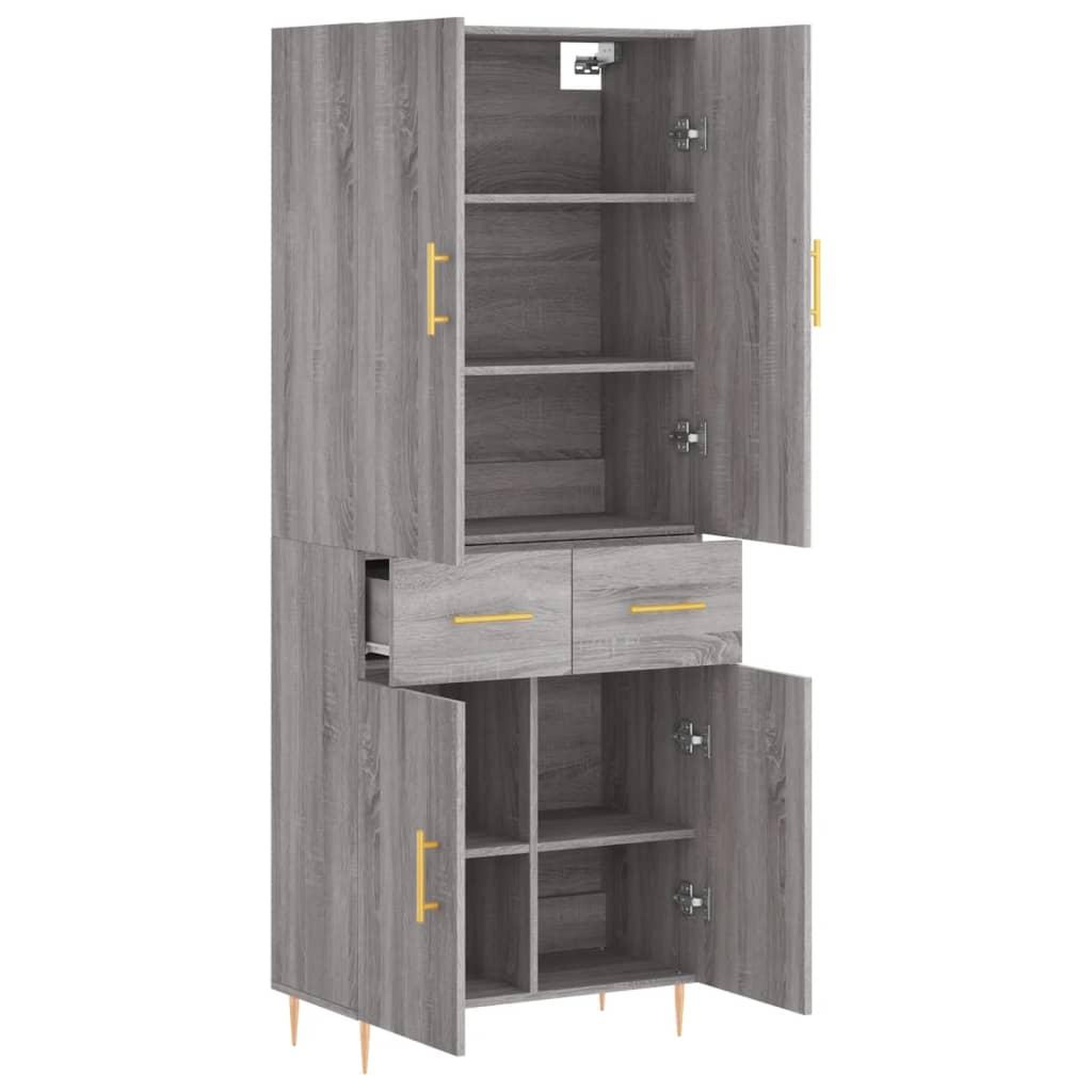 Voir la diapositive 4 : VIDAXL Buffet haut Sonoma gris 69,5x34x180 cm Bois d'ingenierie
