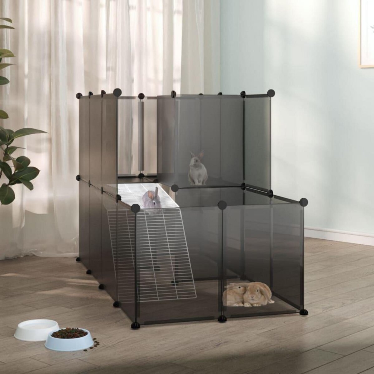 VIDAXL Cage pour petits animaux Noir 142x74x93 cm PP et Acier