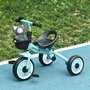 HOMCOM Tricycle enfant multi-équipé garde-boue sonnette panier pédales antidérapantes siège réglable avec dossier métal bleu ciel