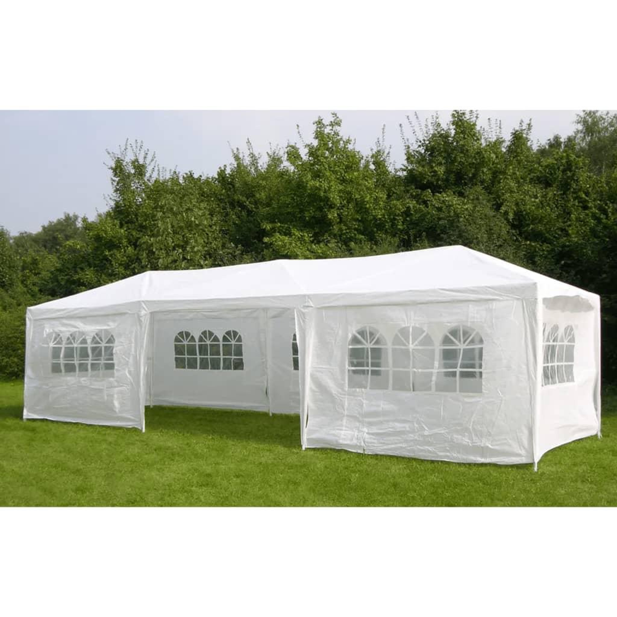 Voir la diapositive 4 : HI HI Tente de reception avec parois laterales 3 x 9 m Blanc