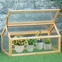 OUTSUNNY Mini serre de jardin serre à tomates dim. 90L x 52l x 49,5H cm toit ouvrable panneaux de polycarbonate bois sapin pré-huilé