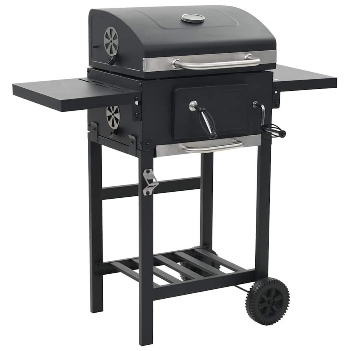 VIDAXL Gril de barbecue au charbon de bois et etagere inferieure Noir