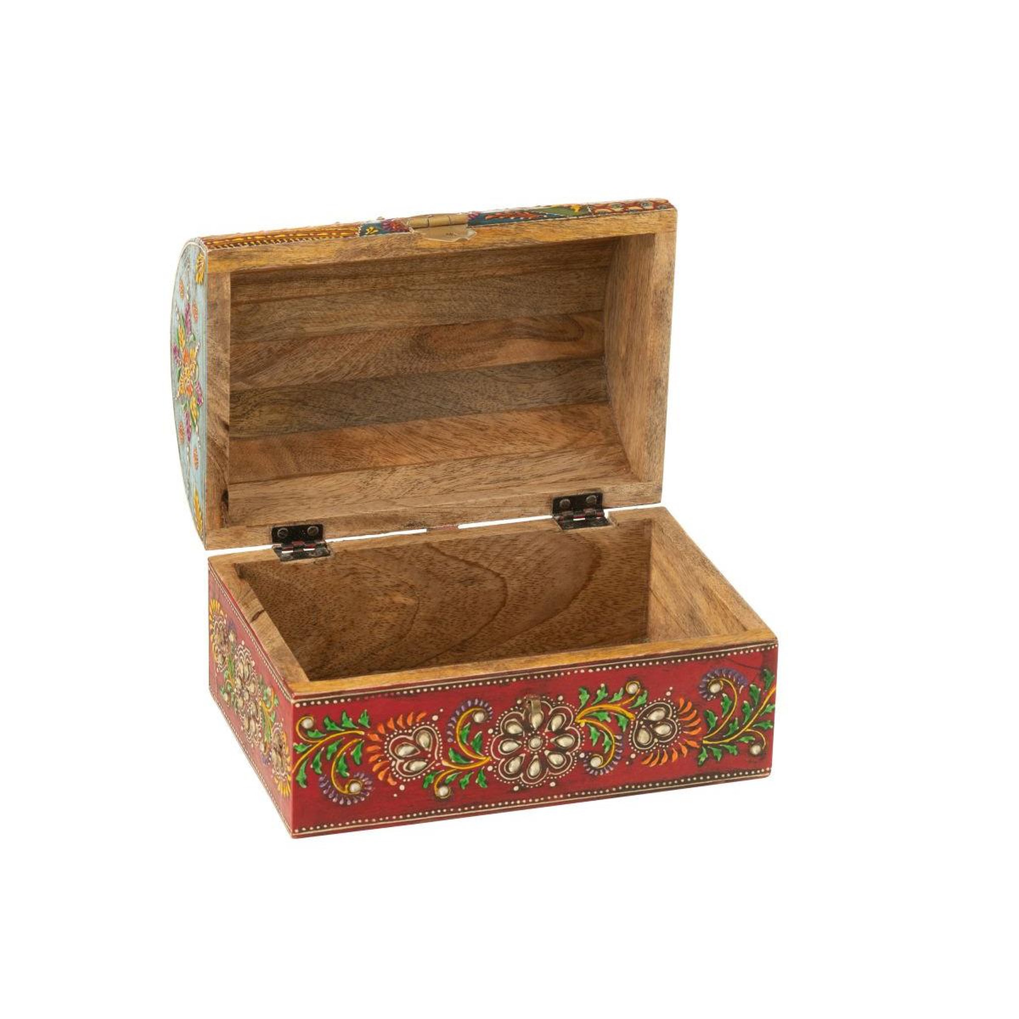 Voir la diapositive 2 : J-LINE Boîte déco en bois  delhi  23cm multicolore