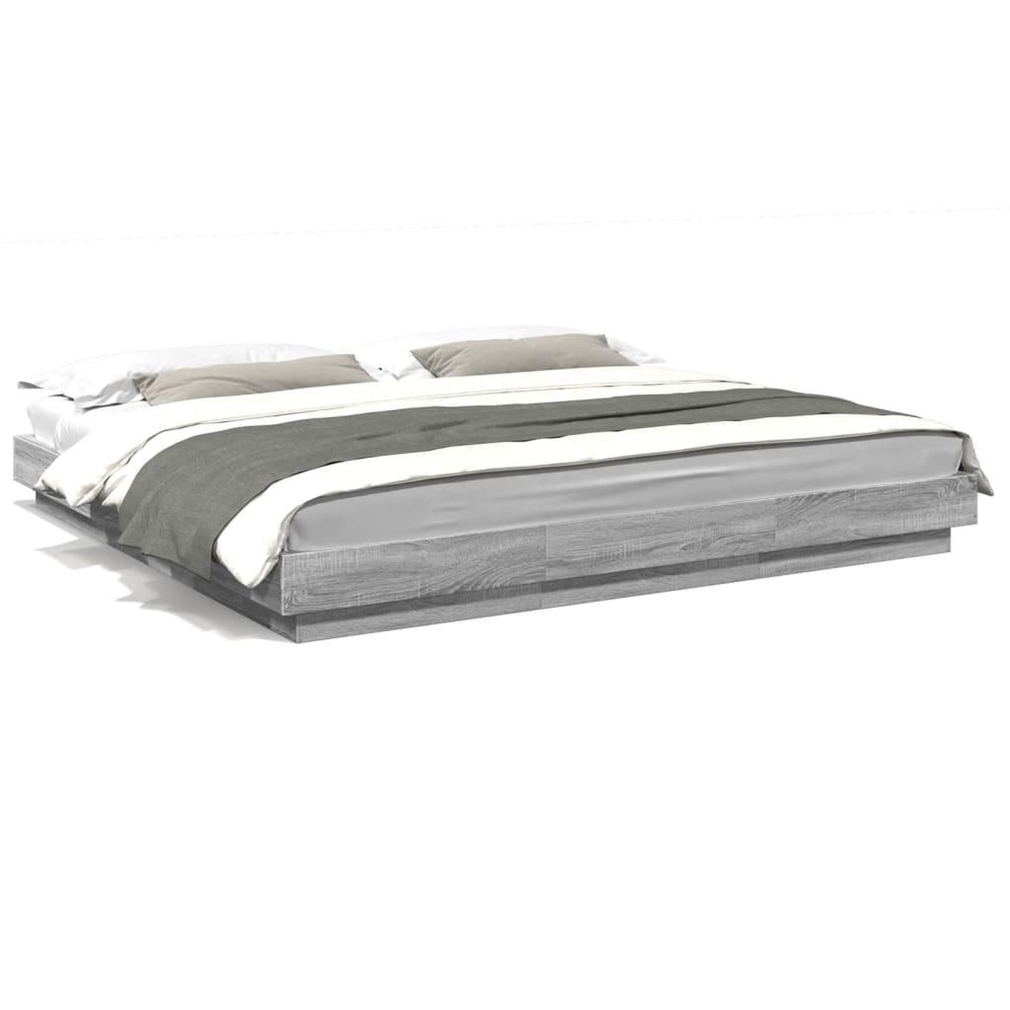 Voir la diapositive 2 : VIDAXL Cadre de lit et lumieres LED sans matelas sonoma gris 180x200cm