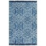 VIDAXL Tapis Kilim Coton 120 x 180 cm avec motif Bleu