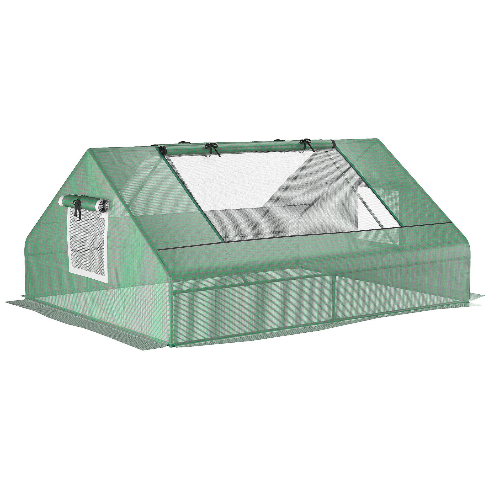 OUTSUNNY Mini serre de jardin 180 x 140 x 80 cm toit 2 pans 2 fenêtres acier PE haute densité 140 g/m² vert