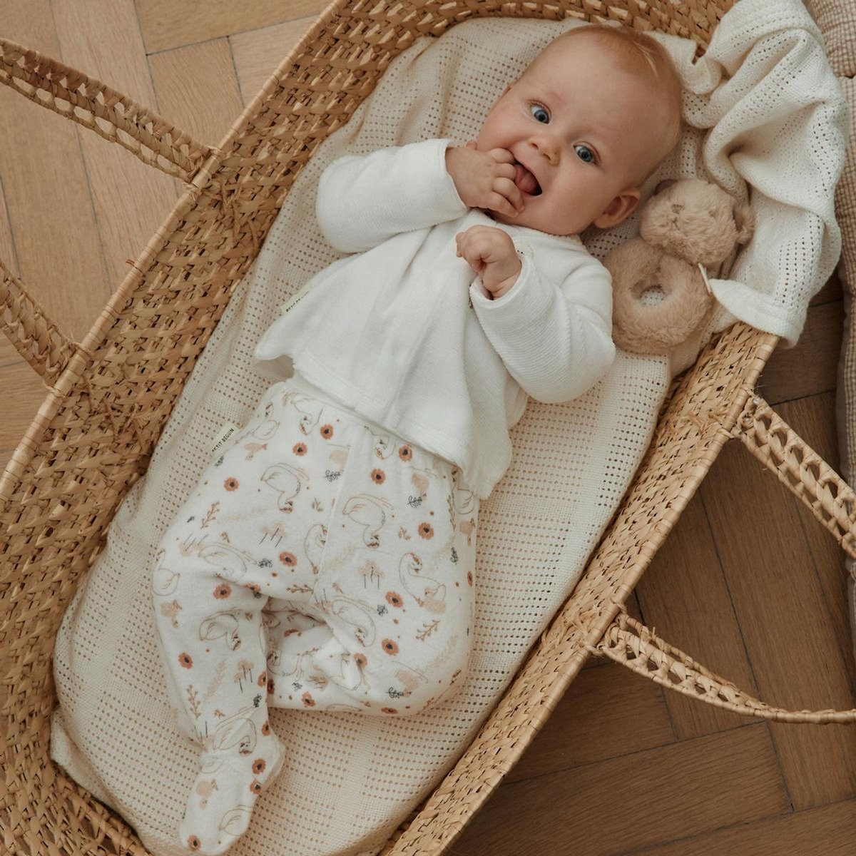 Petit Béguin Ensemble gilet et pantalon bébé en velours Perle