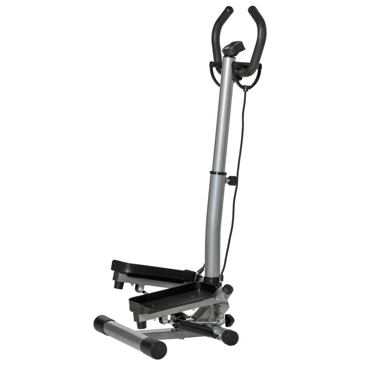HOMCOM Stepper fitness avec guidon ergonomique réglable et écran LCD - bandes de résistance - gris noir