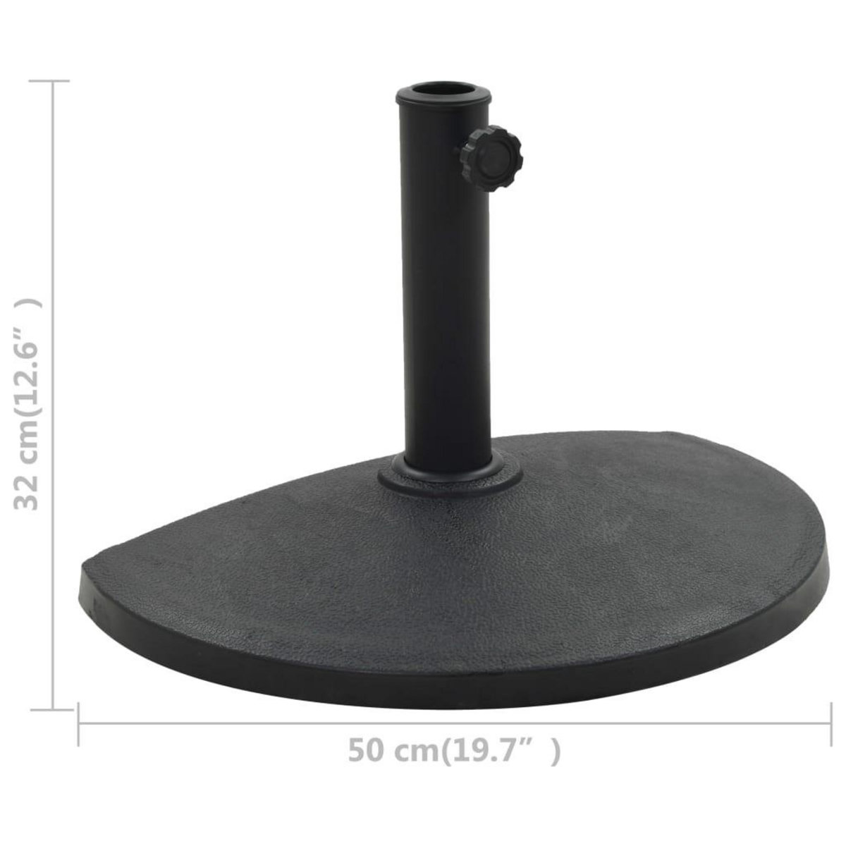 VIDAXL Socle demi-rond de parasol Polyresine 9 kg Noir
