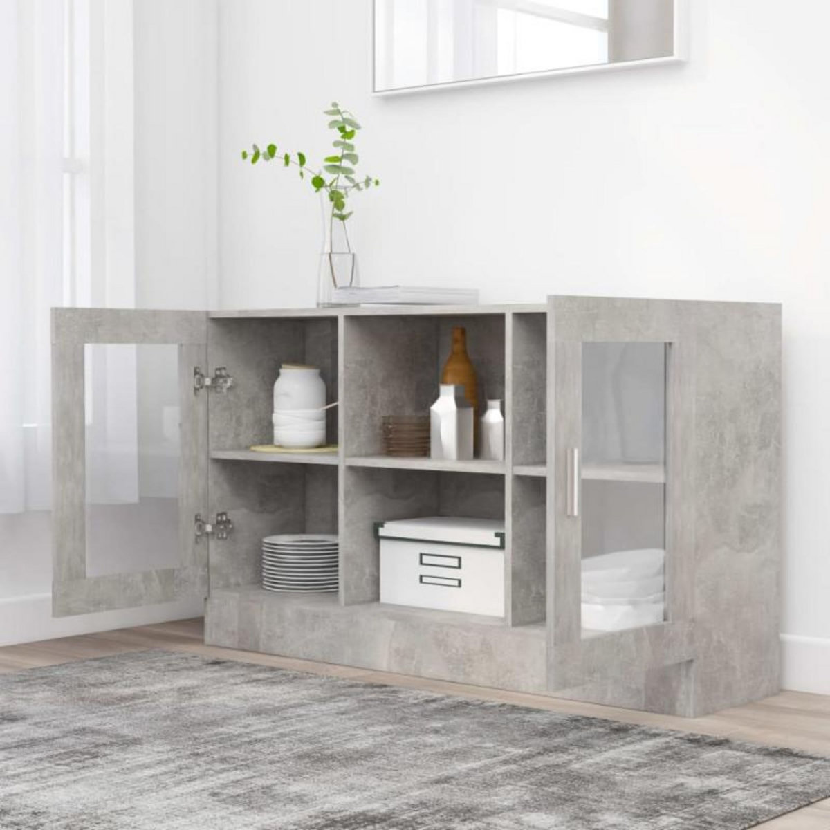 VIDAXL Armoire à vitrine Gris béton 120x30,5x70 cm Bois d'ingénierie