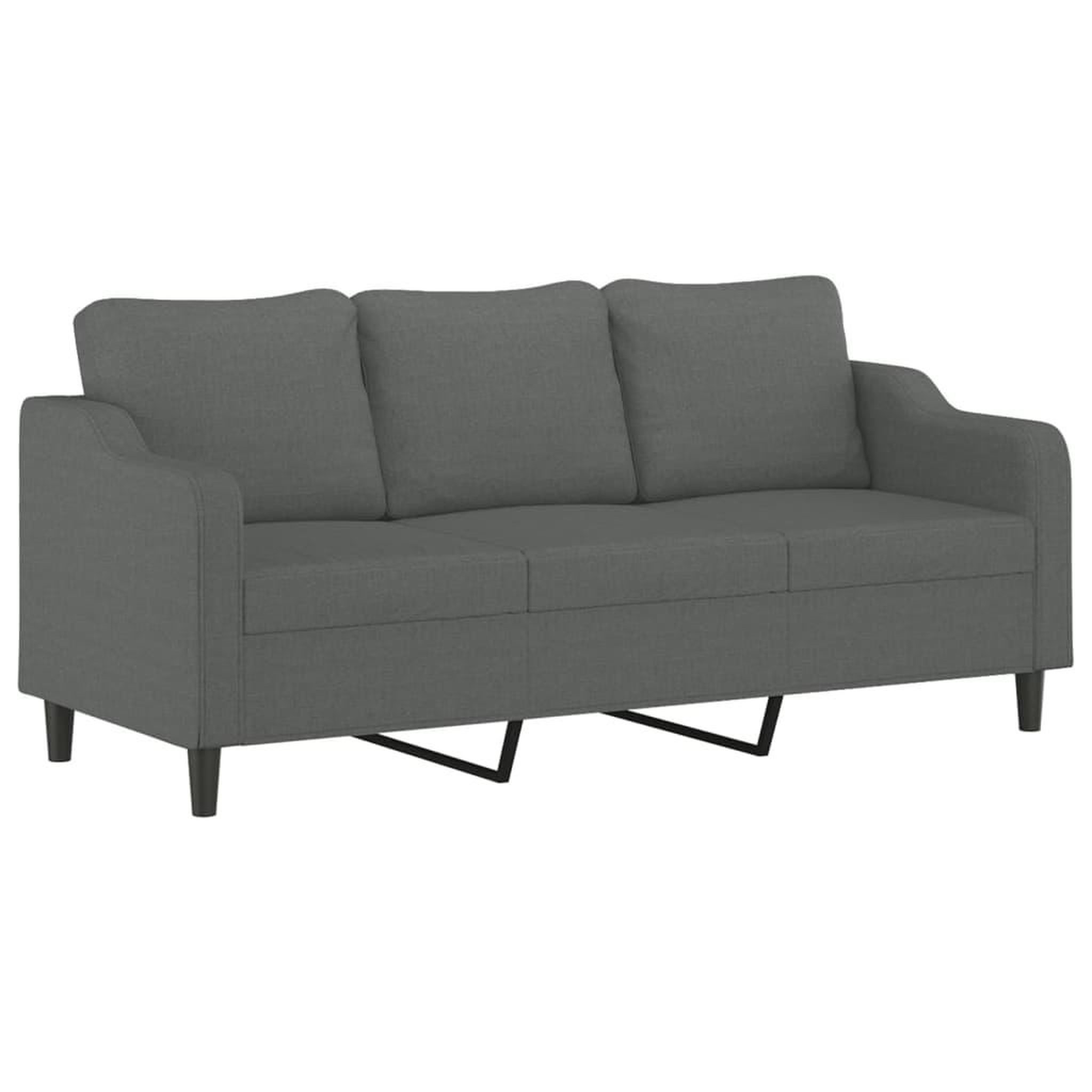 Voir la diapositive 4 : VIDAXL Canape a 3 places avec repose-pieds Gris fonce 180 cm Tissu