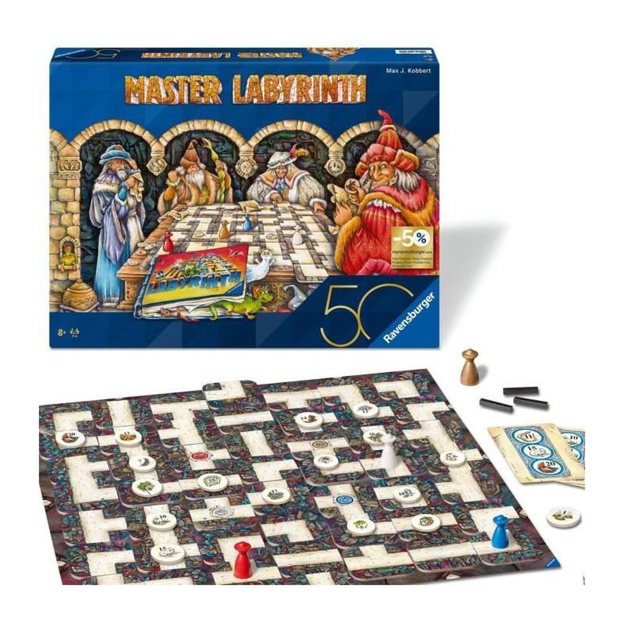 Voir la diapositive 3 : RAVENSBURGER Labyrinthe Master, Jeux de société, Jeu de réflexion famille, 2 a 4 joueurs des 8 ans, 22792, Edition 50 ans, Ravensburger