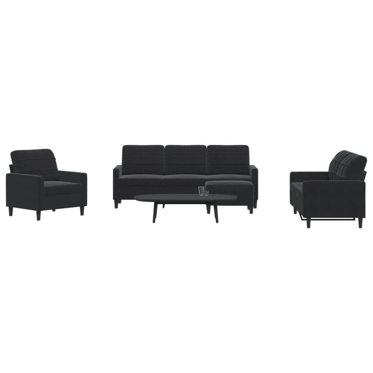 VIDAXL Ensemble de canapes 4 pcs avec coussins Noir Velours