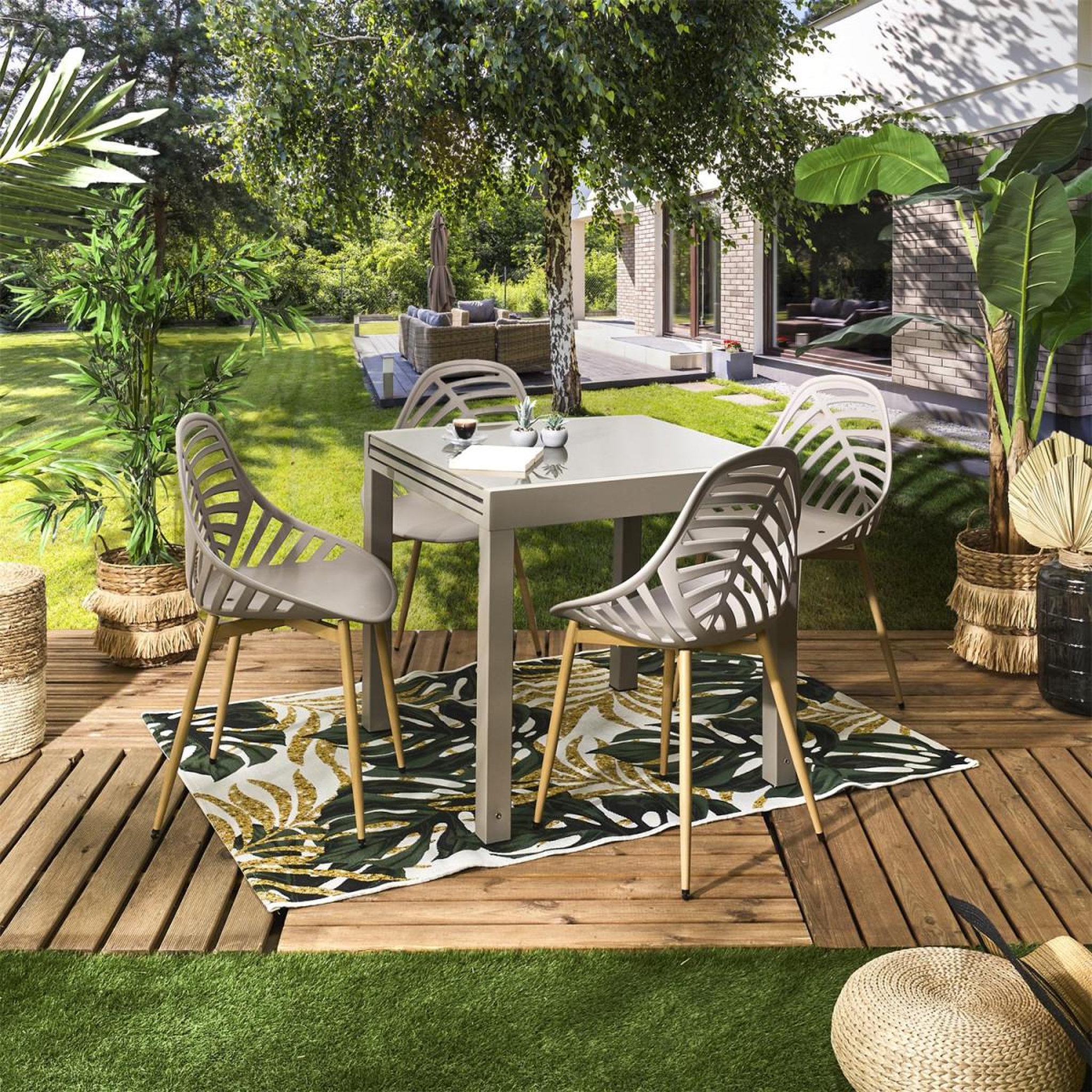 Voir la diapositive 5 : The Home Deco Factory Table de jardin extensible  harai  80-160cm beige