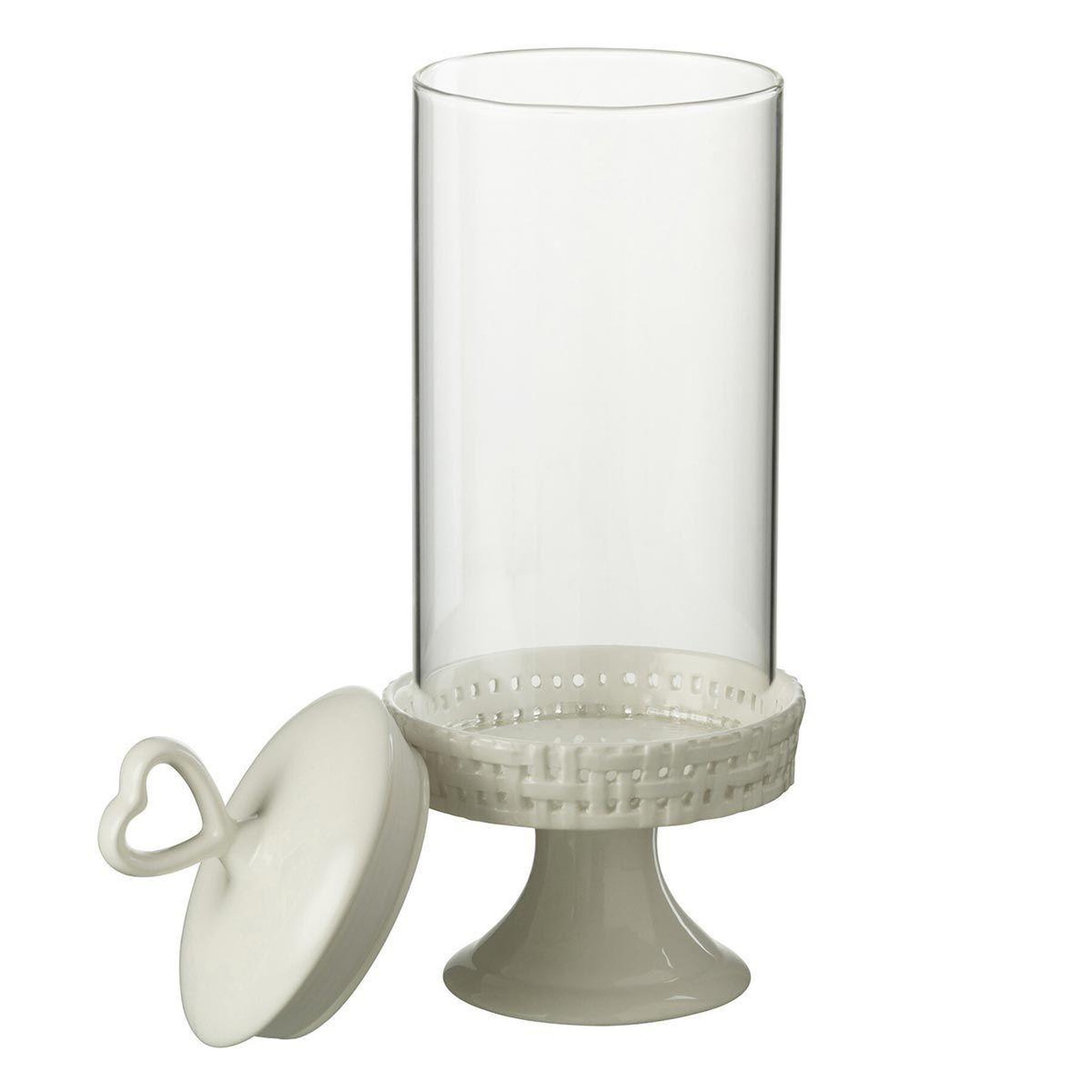 Voir la diapositive 2 : J-LINE Plat à gâteaux en céramique  vercer  31cm blanc