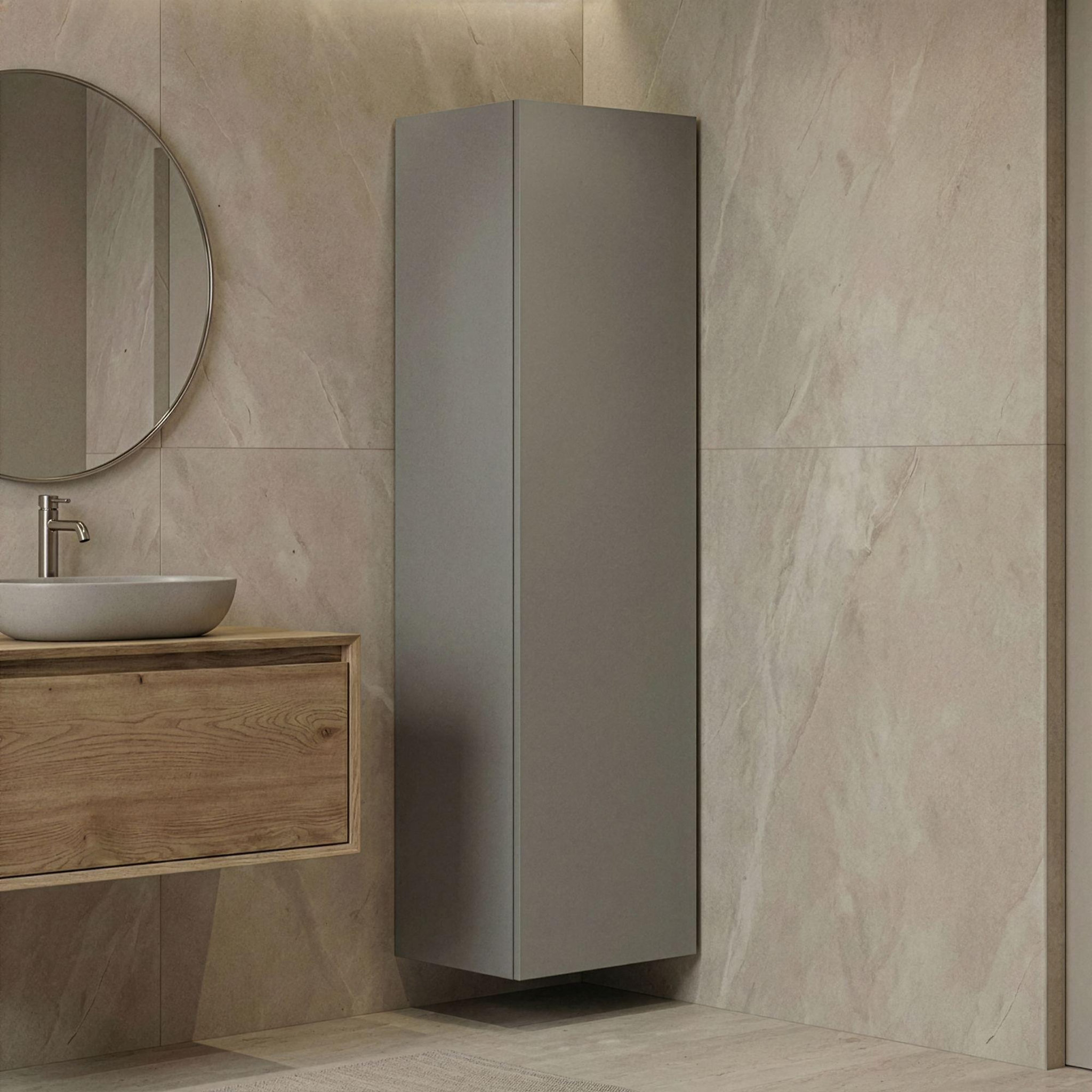 Voir la diapositive 2 : Habitat et Jardin Armoire de Salle de Bain  Ferla 30  - 30 x 25 x 100 cm - Matte Mink