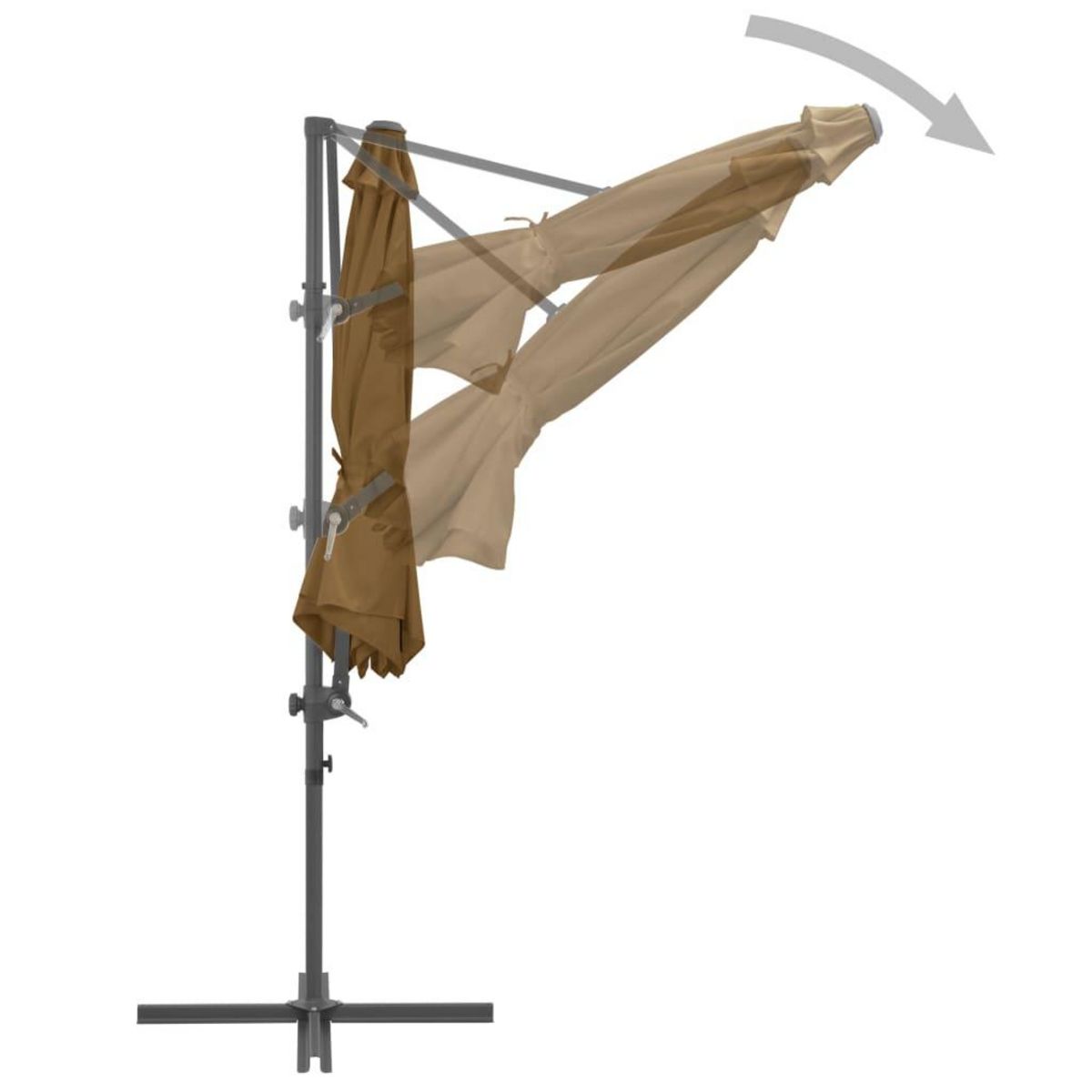 VIDAXL Parasol de jardin en porte-a-faux avec mat en acier taupe