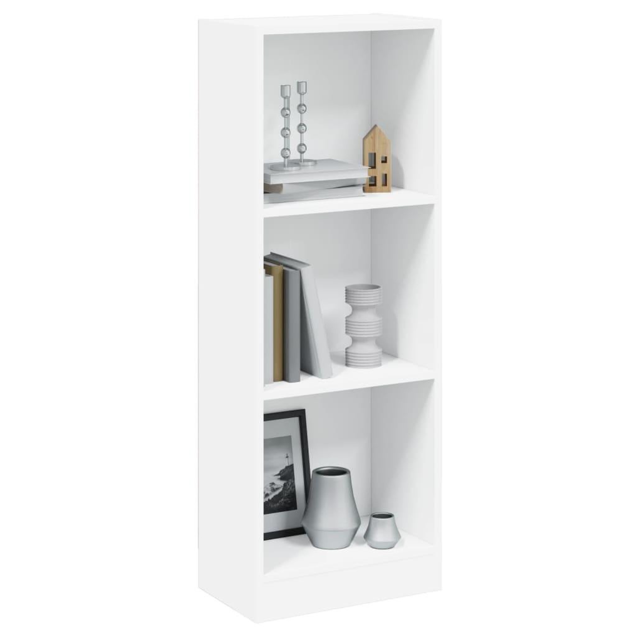 Voir la diapositive 1 : VIDAXL Bibliotheque a 3 niveaux blanc 40x24x109 cm bois d'ingenierie