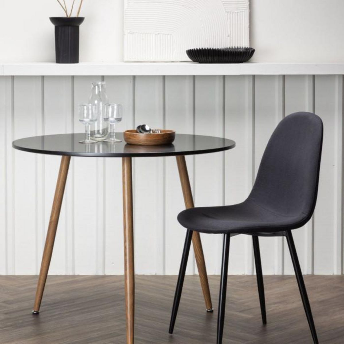 Paris Prix Table à Manger Ronde  Polar  90cm Noir