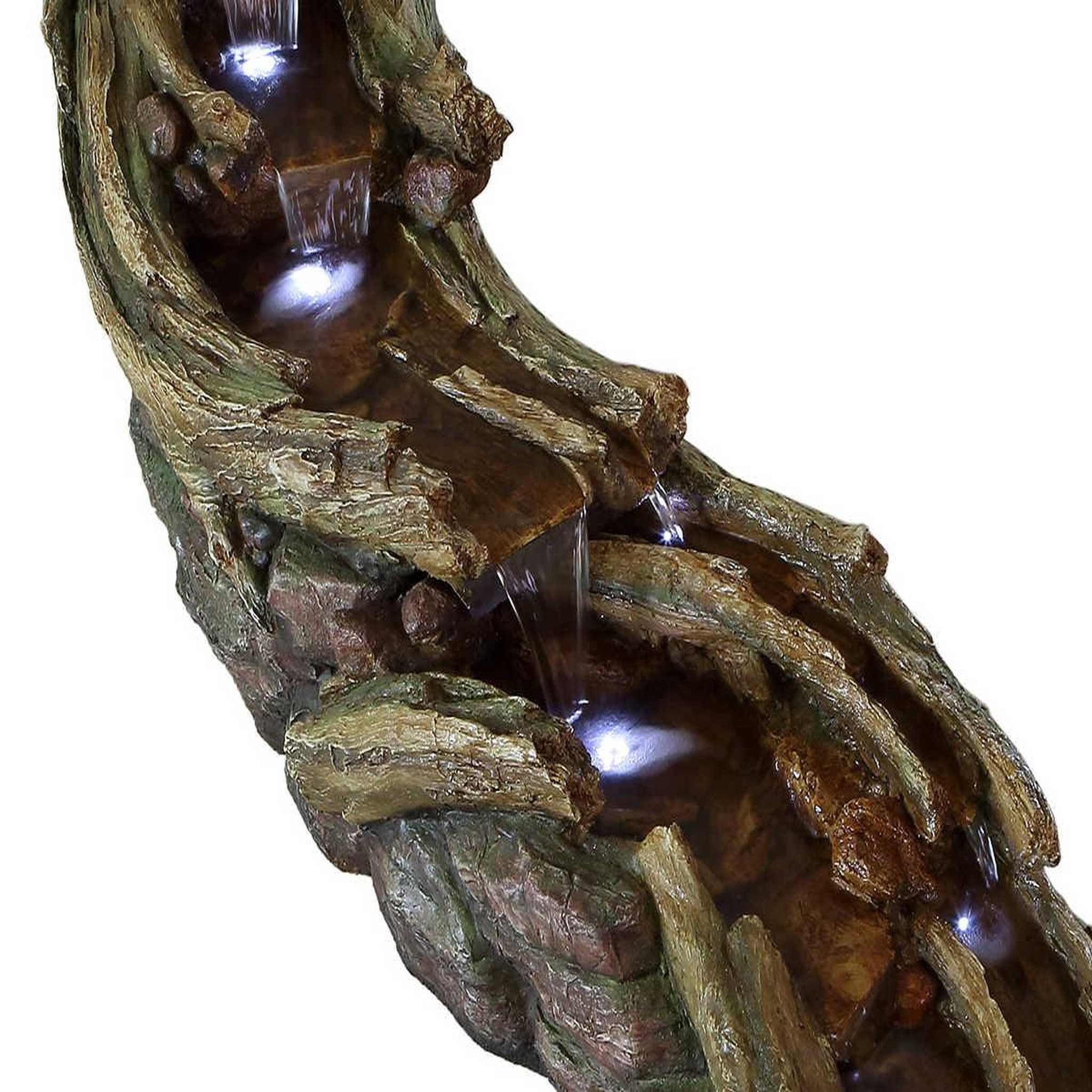 Voir la diapositive 4 : Ubbink Fontaine de jardin allongée Avisio souche d'arbre avec chute d'eau et éclairage LED - Ubbink
