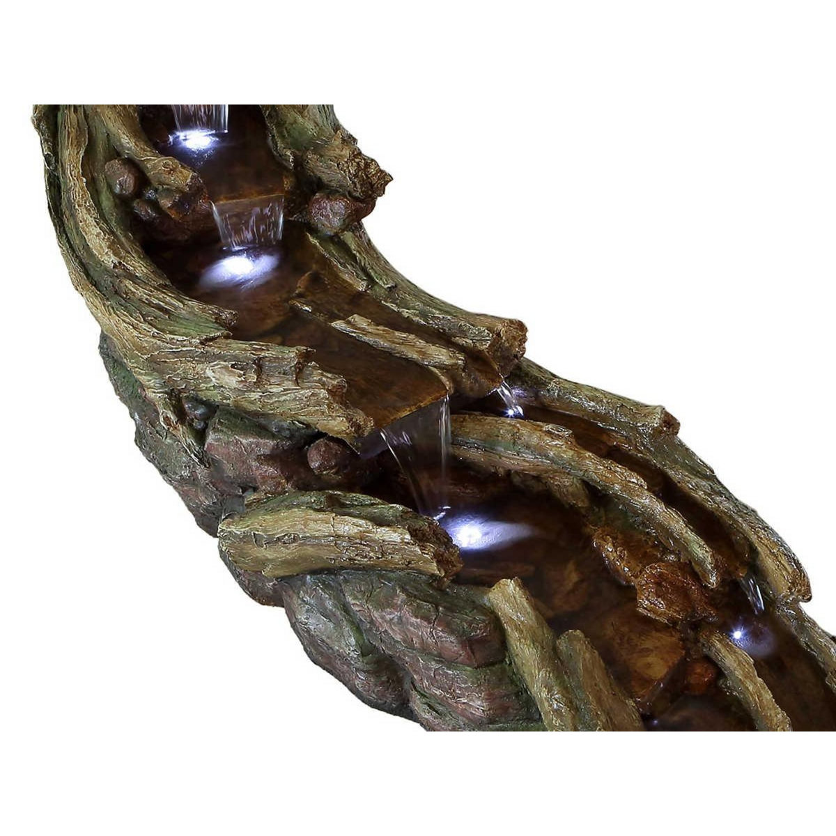 Ubbink Fontaine de jardin allongée Avisio souche d'arbre avec chute d'eau et éclairage LED - Ubbink