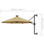 Voir la diapositive 6 : VIDAXL Parasol mural de jardin avec LED 300 cm taupe