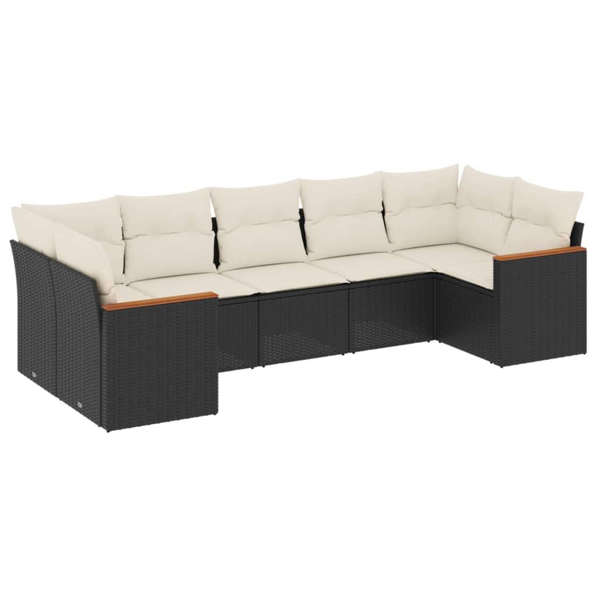 Voir la diapositive 2 : VIDAXL Salon de jardin 7 pcs avec coussins noir resine tressee