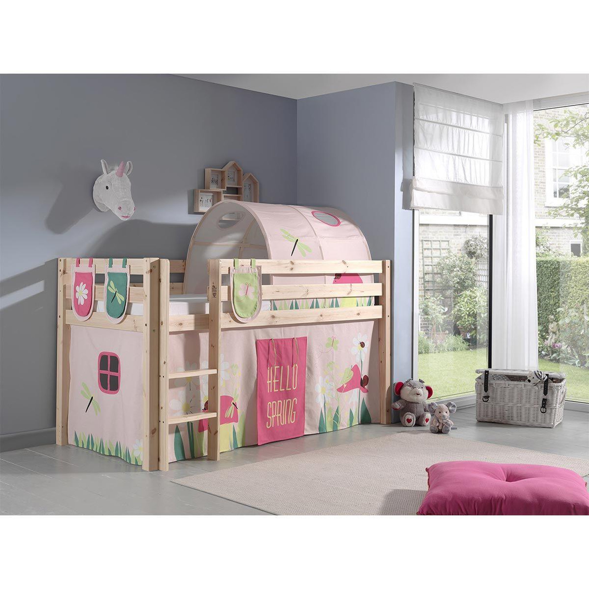 Voir la diapositive 6 : Paris Prix Pack - lit enfant surélevé, tente, 3 pochettes & tunnel  pino spring  naturel