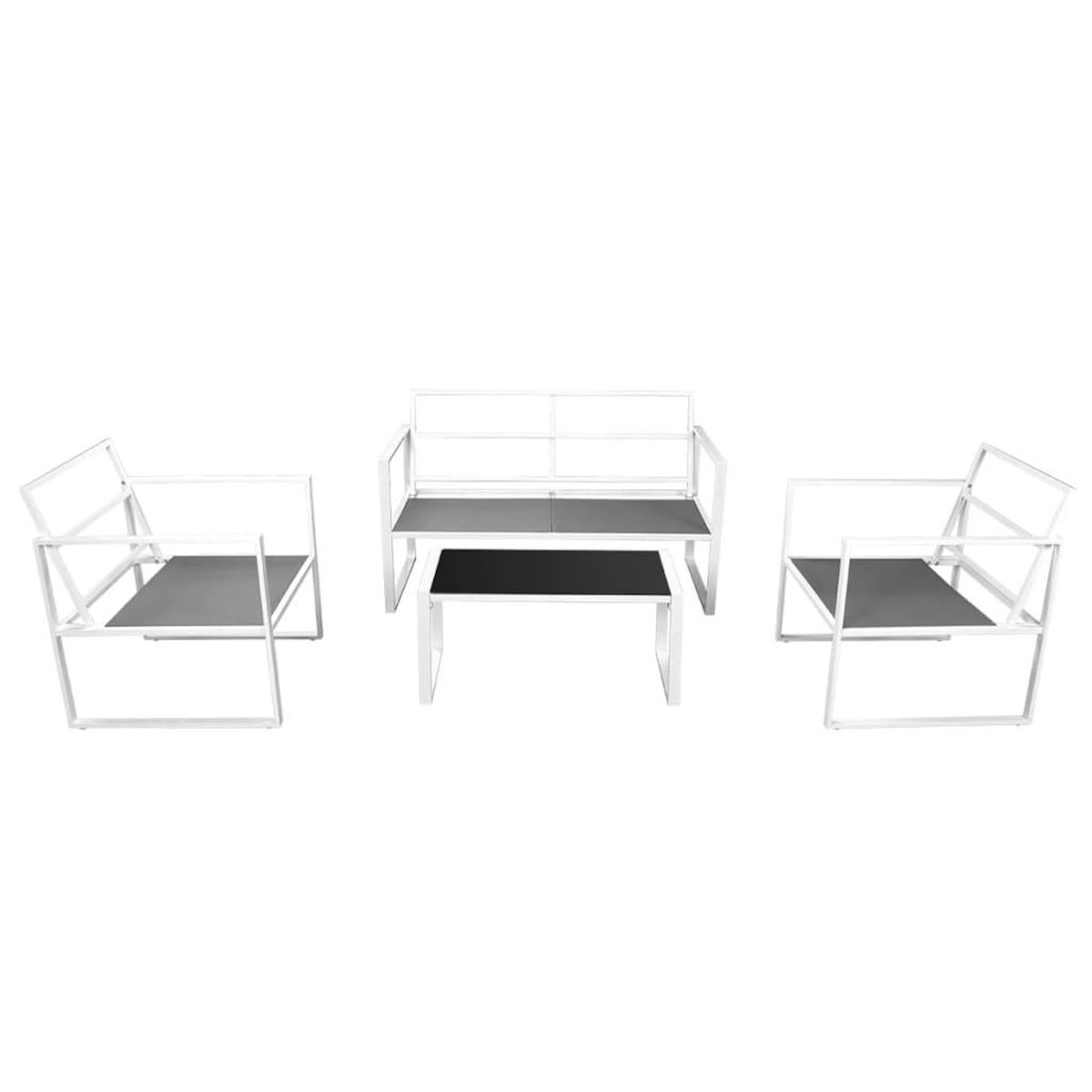 VIDAXL Salon de jardin 4 pcs avec coussins Acier Blanc
