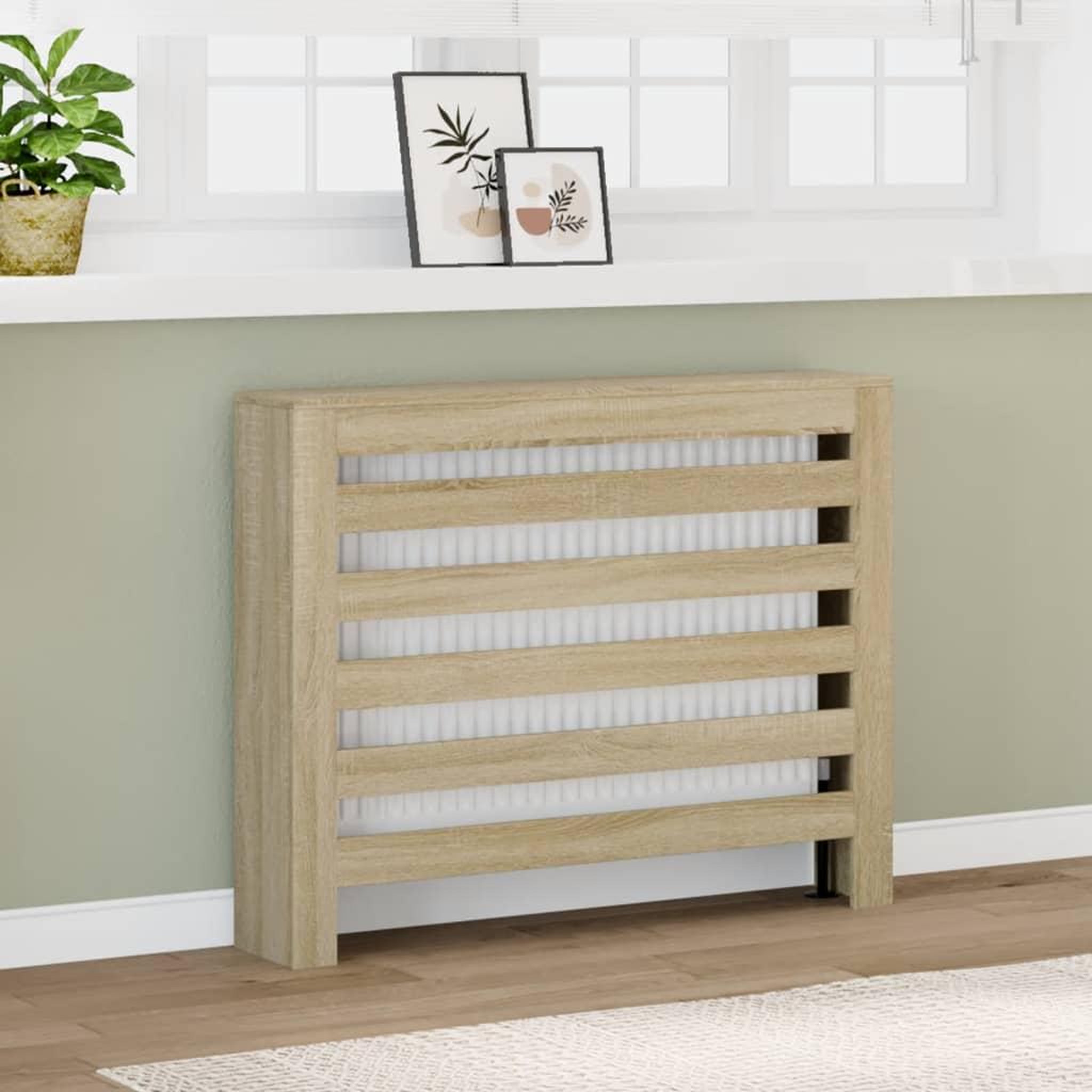 VIDAXL Cache-radiateur chene sonoma 104x20x82 cm bois d'ingenierie