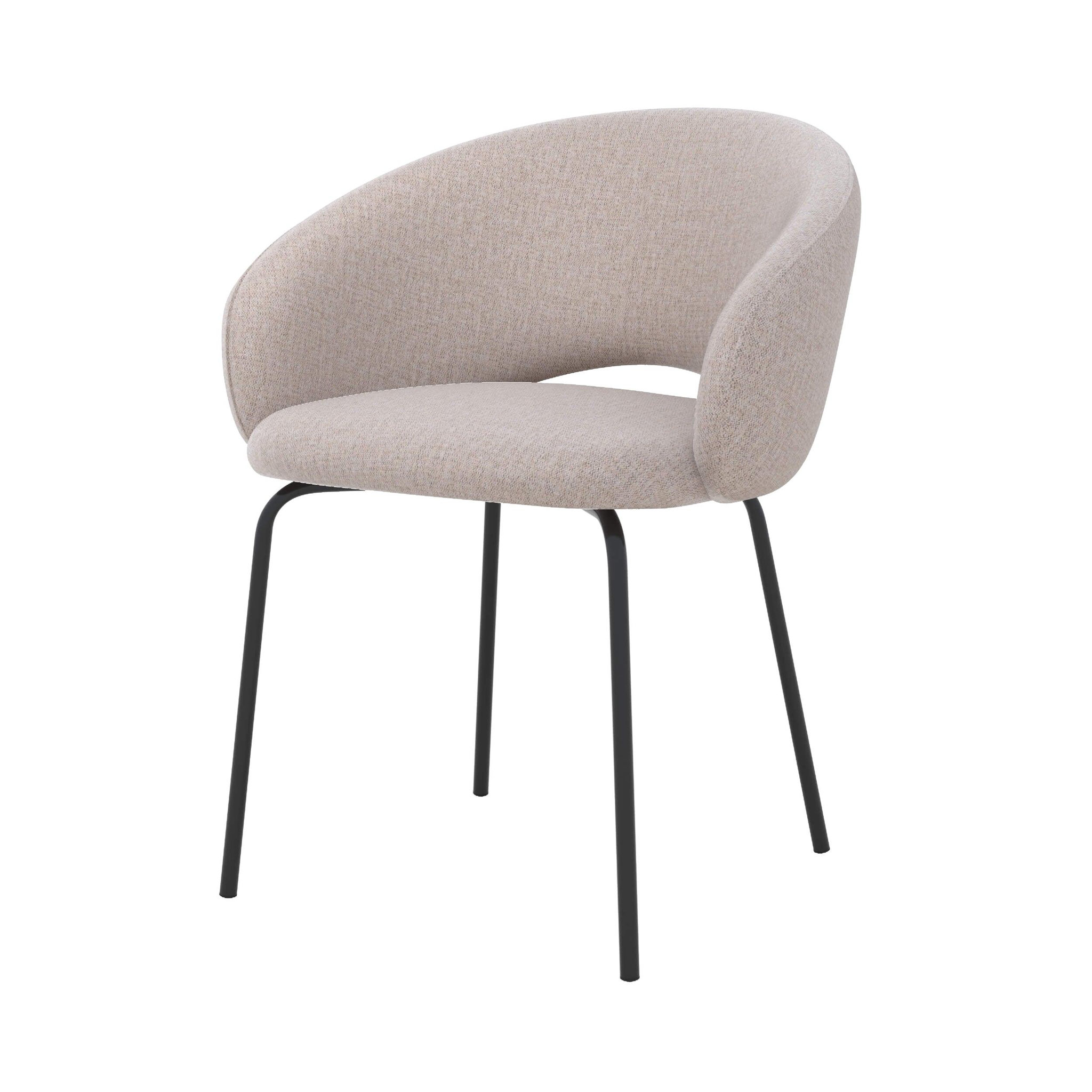 MAISON PAVANE Chaise en tissu beige chiné et pieds noirs-milly