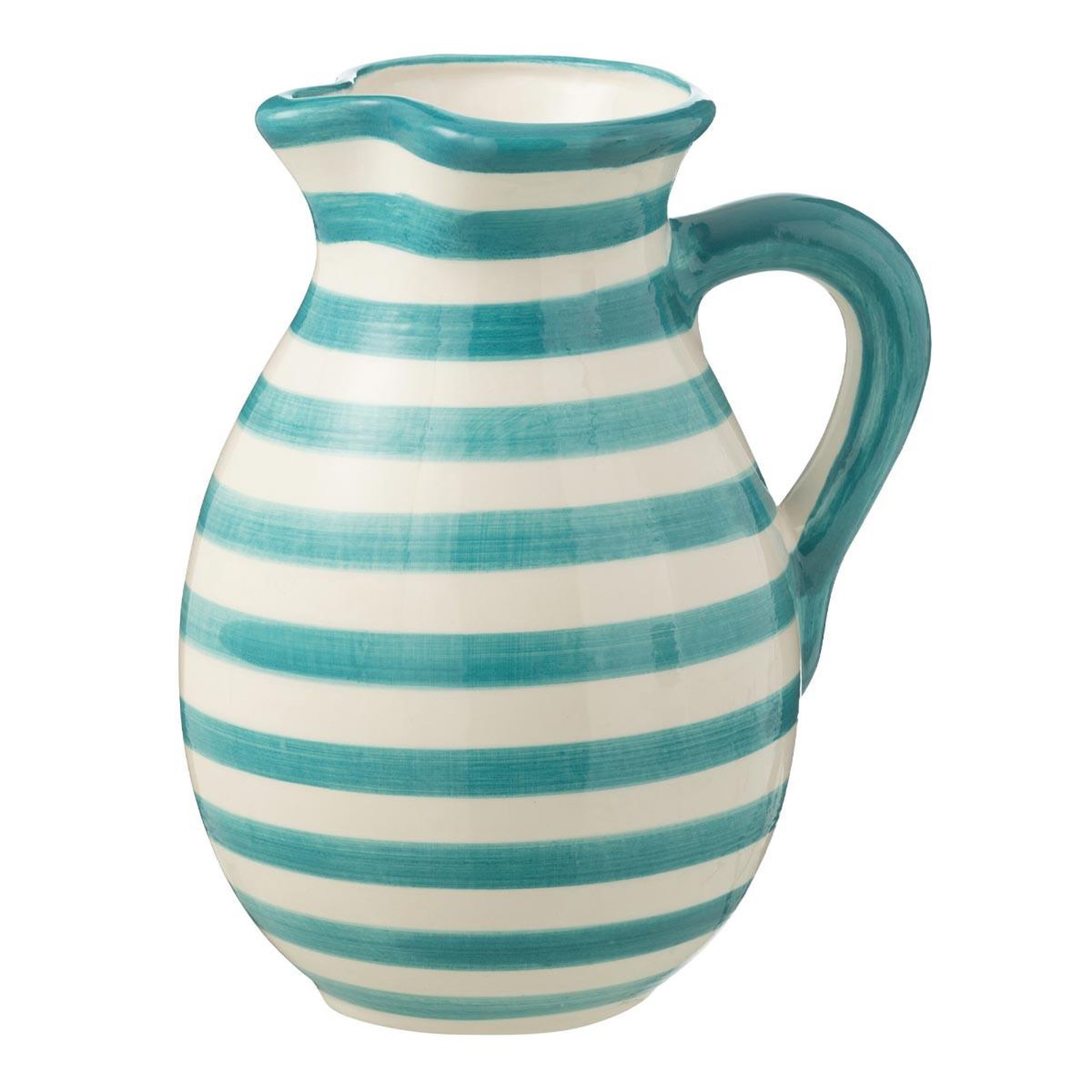 J-LINE Pichet en céramique  granada rayure  3,3l bleu aqua