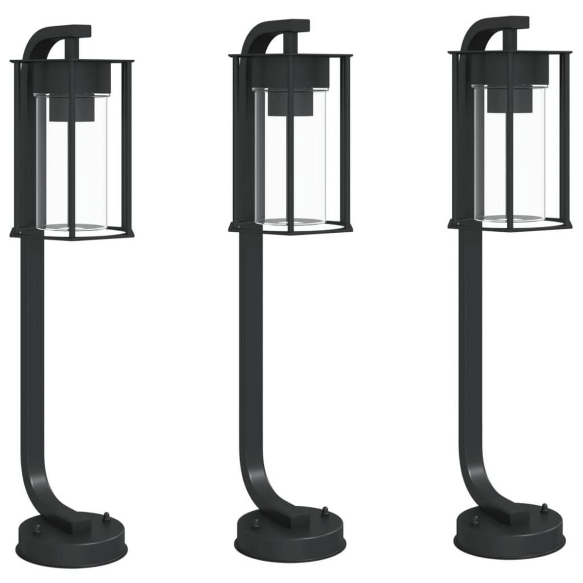 VIDAXL Lampadaires d'exterieur 3 pcs noir 60 cm acier inoxydable