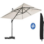Habitat et Jardin Parasol jardin déporté en aluminium  Sky 4  - 3 x 4 m - Ecru - Avec housse