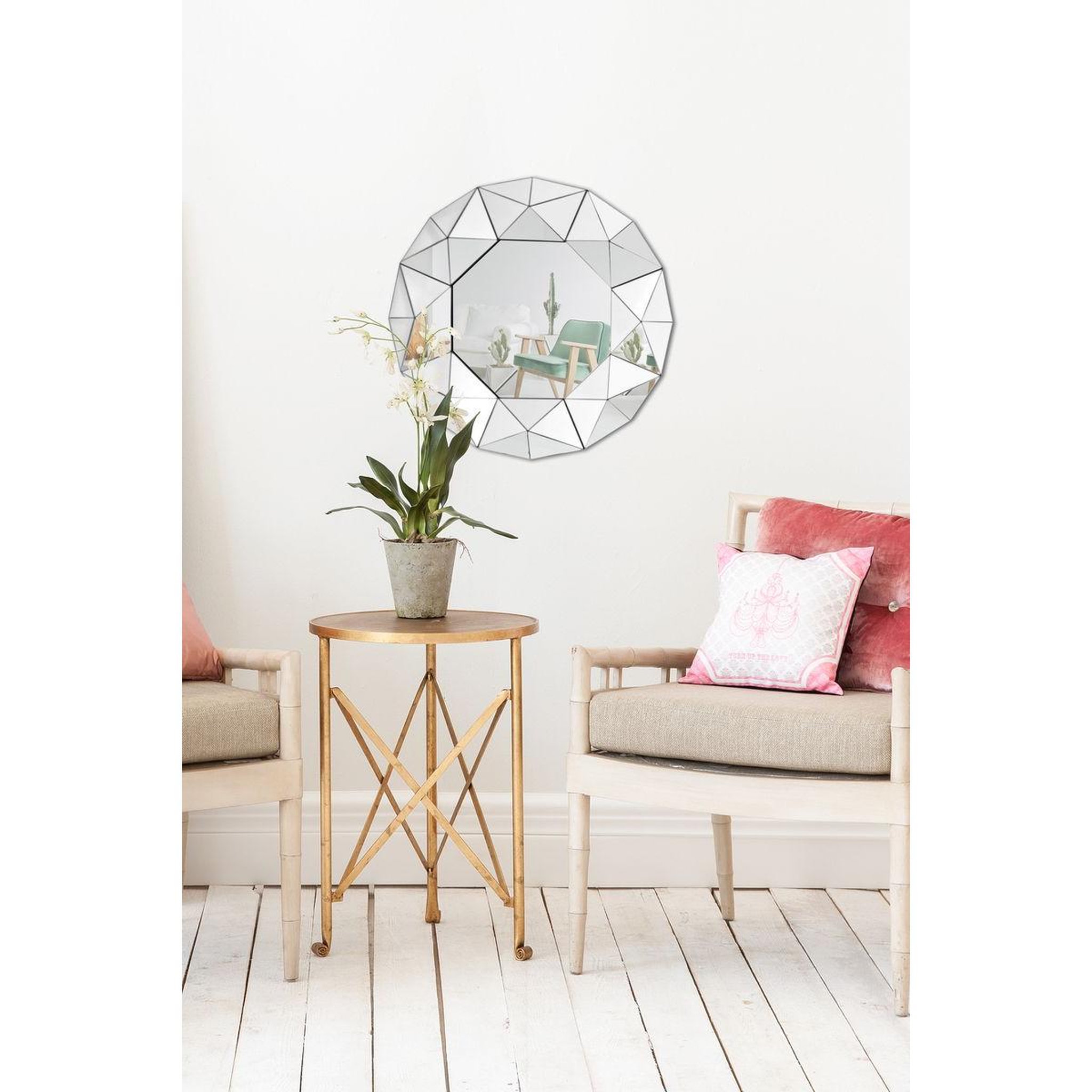 Voir la diapositive 2 : Paris Prix Miroir mural design  vulcanus  70cm argent