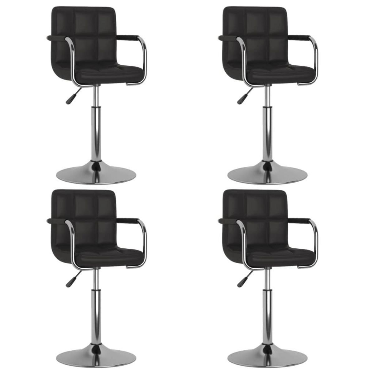 VIDAXL Chaises pivotantes a manger lot de 4 noir similicuir