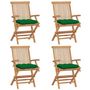Voir la diapositive 1 : VIDAXL Chaises de jardin et coussins vert lot de 4 Bois de teck massif