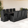 Voir la diapositive 1 : VIDAXL Ensemble a manger de jardin 11 pcs coussins noir resine tressee