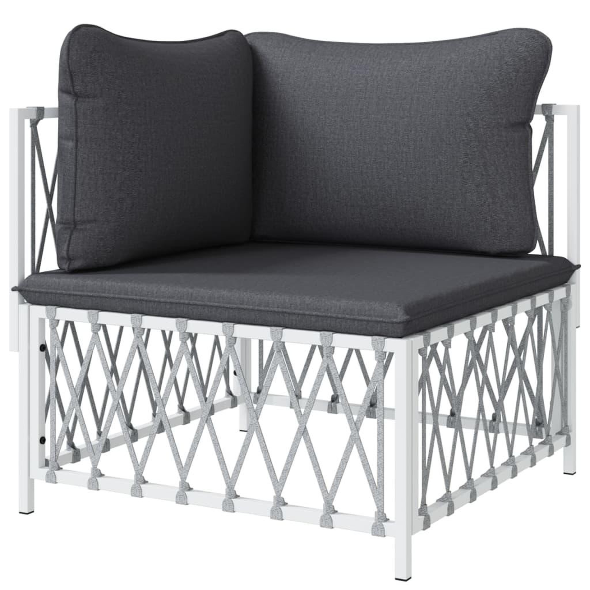 Voir la diapositive 4 : VIDAXL Canape d'angle de jardin avec coussins blanc tissu tisse