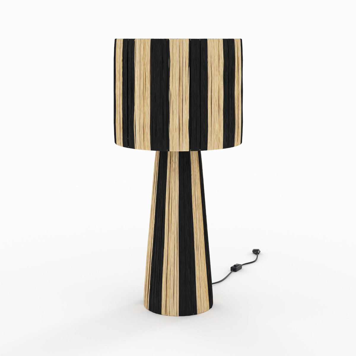 Rendez vous déco Grande lampe rayée noire en feuille de palmier-Soléa