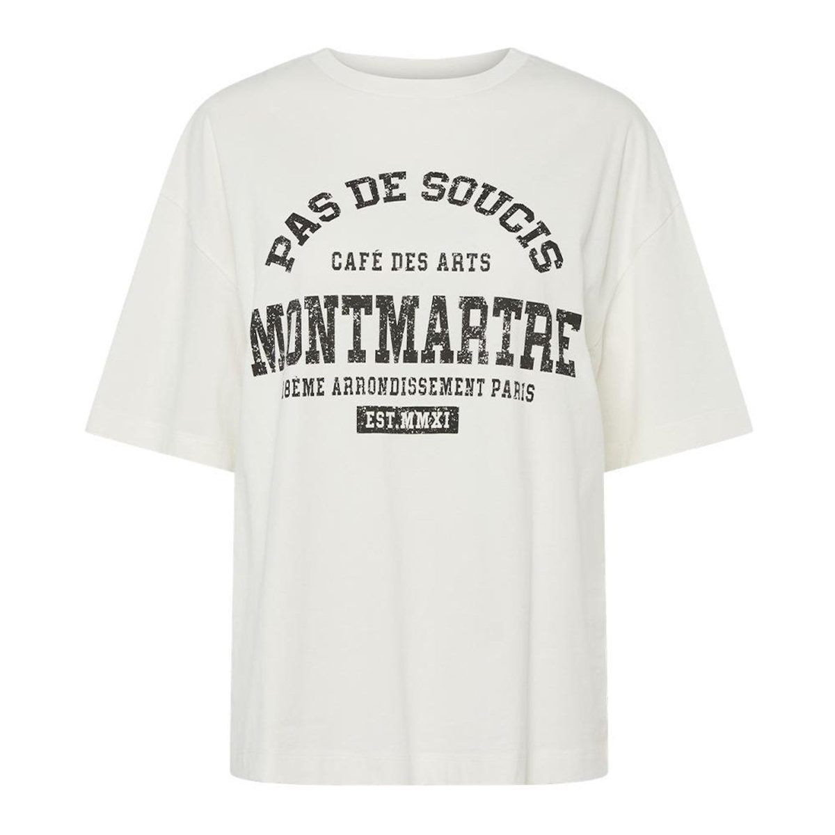Pieces T shirt Ecru Femme Pieces Maude